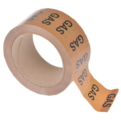 RS PRO Beige PP, Vinyl Pipe Marking Tape, text Gas, Dim. W 50mm x L 33m