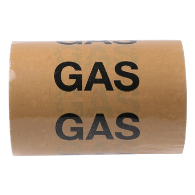 RS PRO Beige PP, Vinyl Pipe Marking Tape, text Gas, Dim. W 150mm x L 33m
