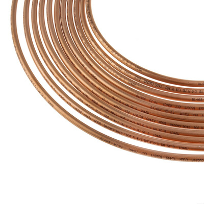 RS PRO 120 bar 10m Long Copper Pipe, 6.35mm Outer Diam. Copper