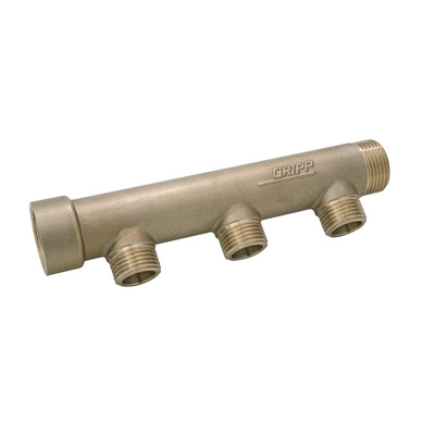 Watts Brass Pipe Fitting, Straight Compression Manifold, Male 3/4in to Male 1/2in