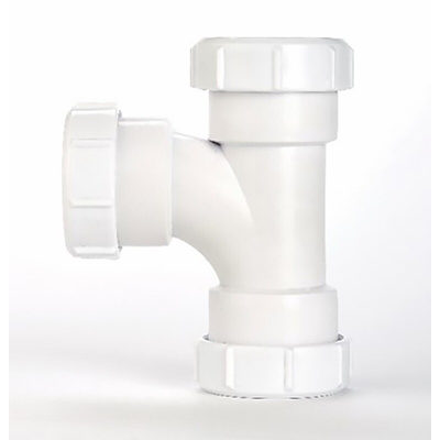 RS PRO 88° Tee Swept Tee PVC Pipe Fitting, 40mm