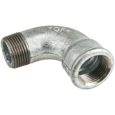 Georg Fischer Galvanised Malleable Iron Fitting, 90° Short Elbow, Male BSPT 3/4in to Female BSPP 3/4in