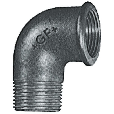 Georg Fischer Black Oxide Malleable Iron Fitting, 90° Elbow, Male BSPT 1/2in to Female BSPP 1/2in