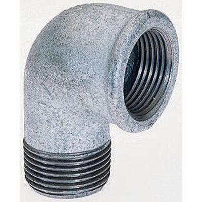 Georg Fischer Galvanised Malleable Iron Fitting, 90° Elbow, Male BSPT 3/8in to Female BSPP 3/8in