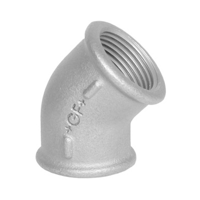 Georg Fischer Galvanised Malleable Iron Fitting, 45° Elbow, Female BSPP 3/4in to Female BSPP 3/4in