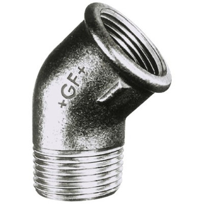 Georg Fischer Galvanised Malleable Iron Fitting, 45° Elbow, Male BSPT 1in to Female BSPP 1in
