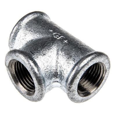 Georg Fischer Black Oxide Malleable Iron Fitting Tee, Female BSPP 1in to Female BSPP 1in to Female BSPP 1in