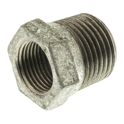 Georg Fischer Galvanised Malleable Iron Fitting, Straight Reducer Bush, Male BSPT 1/2in to Female BSPP 3/8in