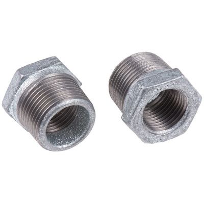 Georg Fischer Galvanised Malleable Iron Fitting, Straight Reducer Bush, Male BSPT 3/4in to Female BSPP 1/2in