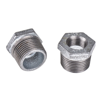 Georg Fischer Galvanised Malleable Iron Fitting, Straight Reducer Bush, Male BSPT 1in to Female BSPP 1/2in