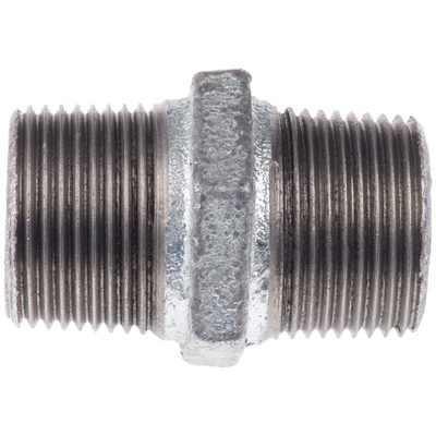 Georg Fischer Galvanised Malleable Iron Fitting Hexagon Nipple, Male BSPT 3/4in to Male BSPT 3/4in