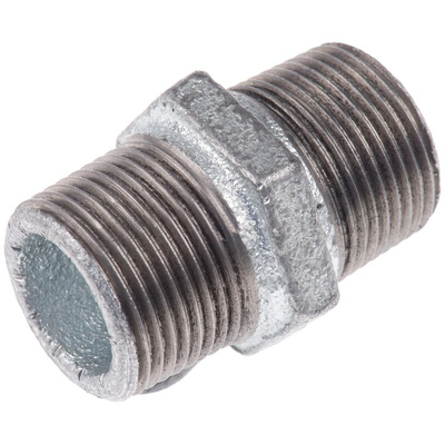 Georg Fischer Galvanised Malleable Iron Fitting Hexagon Nipple, Male BSPT 3/4in to Male BSPT 3/4in