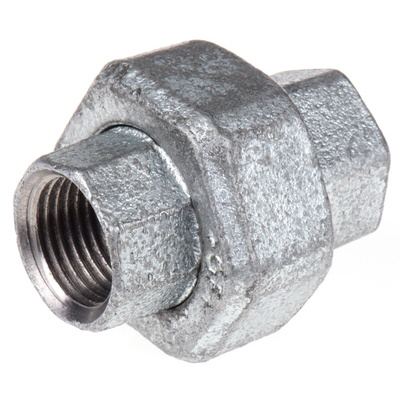 Georg Fischer Galvanised Malleable Iron Fitting Taper Seat Union, Female BSPP 1/2in to Female BSPP 1/2in