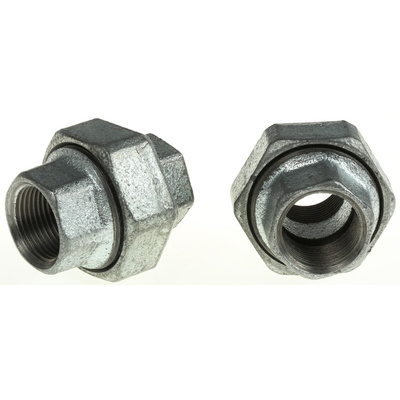 Georg Fischer Galvanised Malleable Iron Fitting Taper Seat Union, Female BSPP 3/4in to Female BSPP 3/4in
