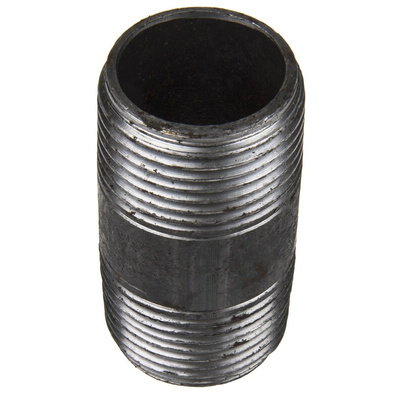 RS PRO Black Malleable Iron Fitting Barrel Nipple, Male BSPT 1in to Male BSPT 1in
