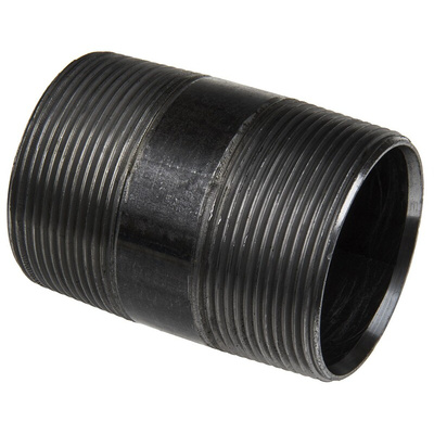 RS PRO Black Malleable Iron Fitting Barrel Nipple, Male BSPT 2in to Male BSPT 2in