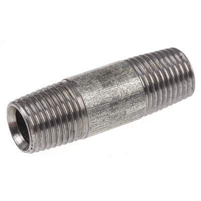 RS PRO Galvanised Malleable Iron Fitting Barrel Nipple, Male BSPT 1/4in to Male BSPT 1/4in