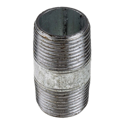 RS PRO Galvanised Malleable Iron Fitting Barrel Nipple, Male BSPT 1in to Male BSPT 1in