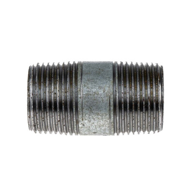 RS PRO Galvanised Malleable Iron Fitting Barrel Nipple, Male BSPT 1in to Male BSPT 1in