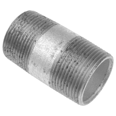 RS PRO Galvanised Malleable Iron Fitting Barrel Nipple, Male BSPT 1-1/4in to Male BSPT 1-1/4in