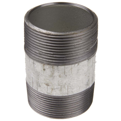 RS PRO Galvanised Malleable Iron Fitting Barrel Nipple, Male BSPT 2in to Male BSPT 2in
