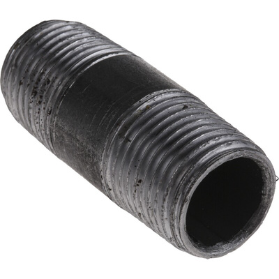 RS PRO Black Malleable Iron Fitting Barrel Nipple, Male BSPT 1/2in to Male BSPT 1/2in