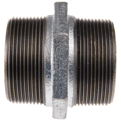 Georg Fischer Galvanised Malleable Iron Fitting Hexagon Nipple, Male BSPT 2in to Male BSPT 2in