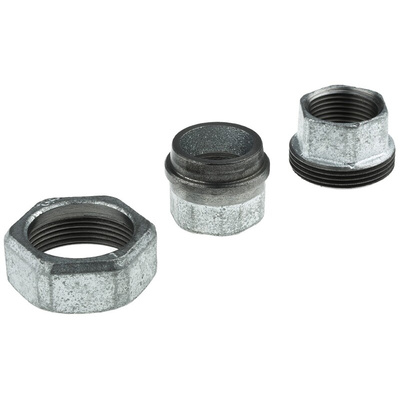 Georg Fischer Black Oxide Malleable Iron Fitting Taper Seat Union, Female BSPP 1-1/4in to Female BSPP 1-1/4in