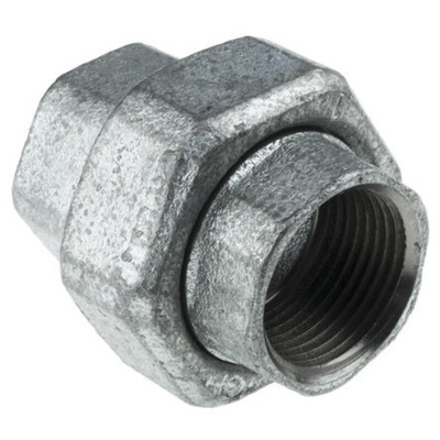 Georg Fischer Black Oxide Malleable Iron Fitting Taper Seat Union, Female BSPP 1-1/4in to Female BSPP 1-1/4in