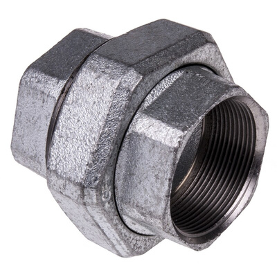 Georg Fischer Galvanised Malleable Iron Fitting Taper Seat Union, Female BSPP 2in to Female BSPP 2in