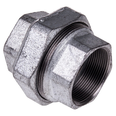Georg Fischer Galvanised Malleable Iron Fitting Taper Seat Union, Female BSPP 2in to Female BSPP 2in