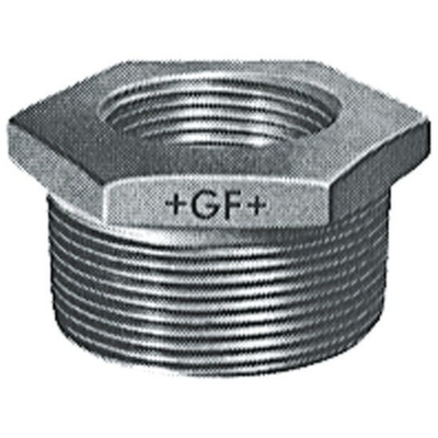 Georg Fischer Galvanised Malleable Iron Fitting, Straight Reducer Bush, Male BSPT 2in to Female BSPP 1-1/4in