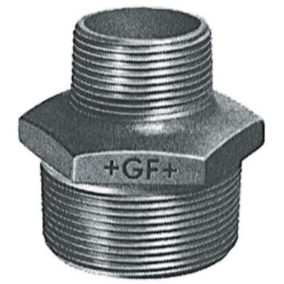 Georg Fischer Black Malleable Iron Fitting Reducer Hexagon Nipple, Male BSPT 3/4in to Male BSPT 1/2in