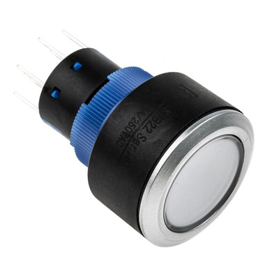 RS PRO Double Pole Double Throw (DPDT) Blue LED Push Button Switch, IP65, 22.2 (Dia.)mm, Panel Mount, 250V ac