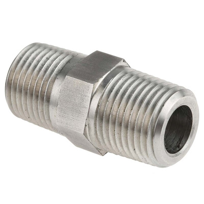 RS PRO Stainless Steel Pipe Fitting Hexagon Nipple Joint, Male NPT 1/2in x Male NPT 1/2in