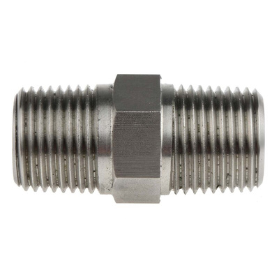 RS PRO Stainless Steel Pipe Fitting Hexagon Nipple Joint, Male NPT 1/2in x Male NPT 1/2in