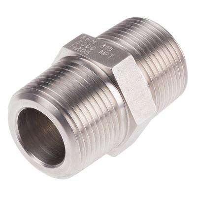 RS PRO Stainless Steel Pipe Fitting Hexagon Nipple Joint, Male NPT 1in x Male NPT 1in