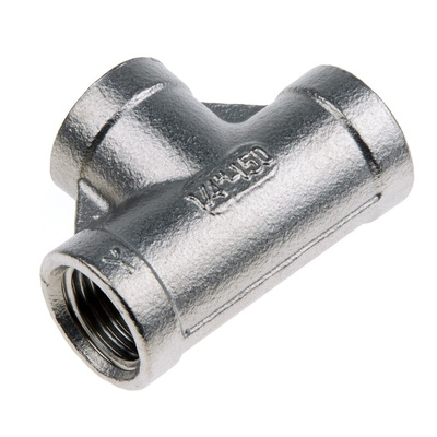 RS PRO Stainless Steel Pipe Fitting, Tee Circular Tee, Female G 1/4in x Female G 1/4in x Female G 1/4in