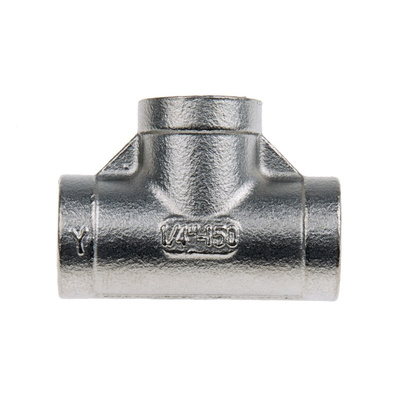 RS PRO Stainless Steel Pipe Fitting, Tee Circular Tee, Female G 1/4in x Female G 1/4in x Female G 1/4in