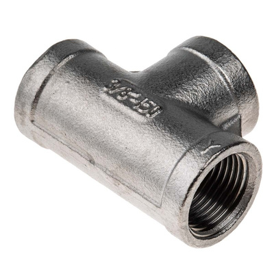 RS PRO Stainless Steel Pipe Fitting, Tee Circular Tee, Female G 3/8in x Female G 3/8in x Female G 3/8in