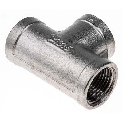 RS PRO Stainless Steel Pipe Fitting, Tee Circular Tee, Female G 3/8in x Female G 3/8in x Female G 3/8in