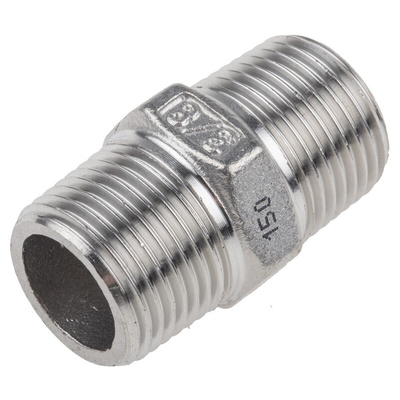 RS PRO Stainless Steel Pipe Fitting Hexagon Hexagon Nipple, Male R 3/8in x Male R 3/8in