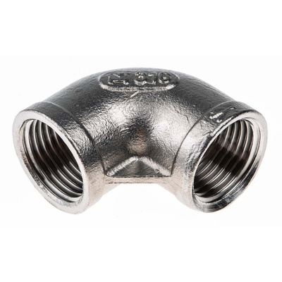 RS PRO Stainless Steel Pipe Fitting, 90° Circular Elbow, Female G 1/2in x Female G 1/2in