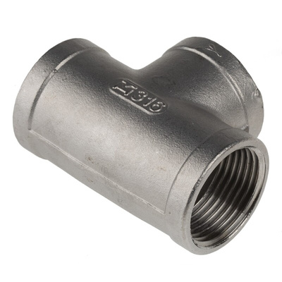 RS PRO Stainless Steel Pipe Fitting, Tee Circular Tee, Female G 1in x Female G 1in x Female G 1in