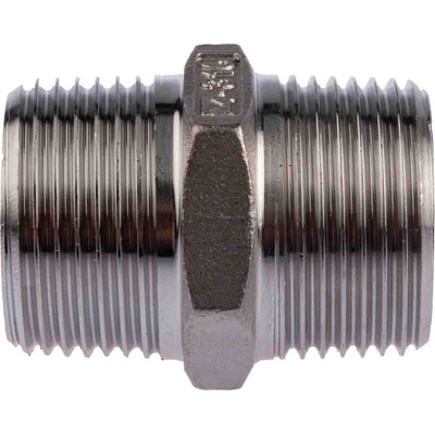 RS PRO Stainless Steel Pipe Fitting Hexagon Hexagon Nipple, Male R 1in x Male R 1in