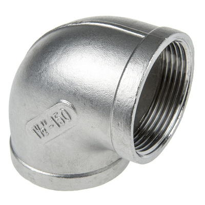 RS PRO Stainless Steel Pipe Fitting, 90° Circular Elbow, Female G 1-1/2in x Female G 1-1/2in