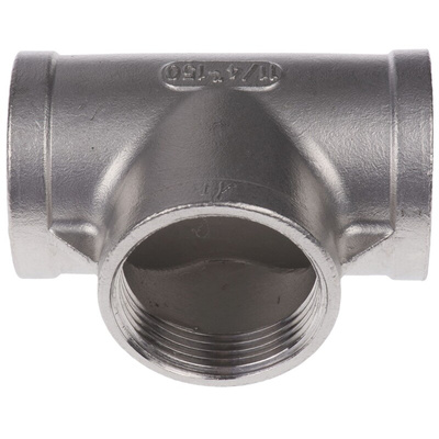 RS PRO Stainless Steel Pipe Fitting, Tee Circular Tee, Female G 1-1/4in x Female G 1-1/4in x Female G 1-1/4in