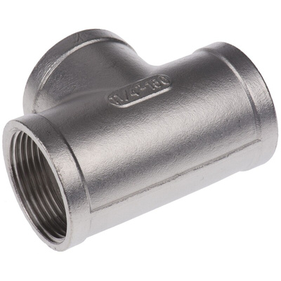 RS PRO Stainless Steel Pipe Fitting, Tee Circular Tee, Female G 1-1/4in x Female G 1-1/4in x Female G 1-1/4in
