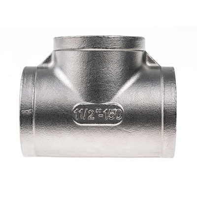 RS PRO Stainless Steel Pipe Fitting, Tee Circular Tee, Female G 1-1/2in x Female G 1-1/2in x Female G 1-1/2in