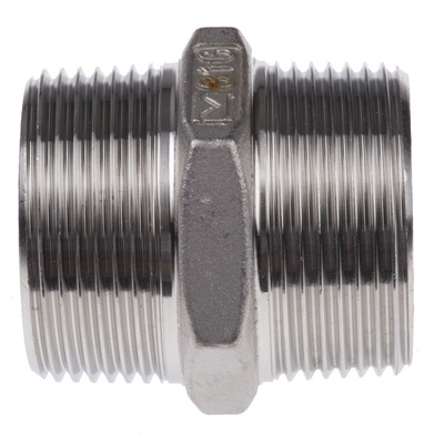 RS PRO Stainless Steel Pipe Fitting Hexagon Hexagon Nipple, Male R 1-1/4in x Male R 1-1/4in